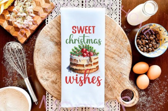 Download Sweet Christmas Wishes Cake Dish Towel - Premium Resources
