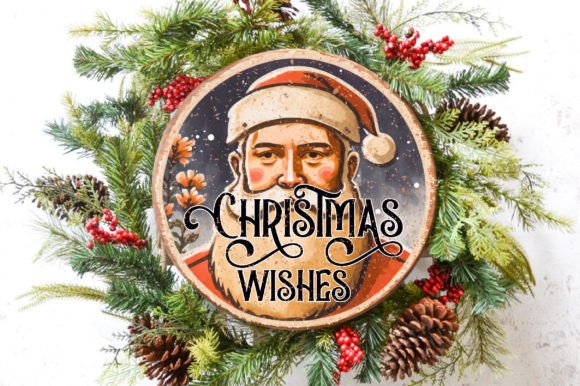 Download Christmas Wishes Rustic Santa Round Subl - Premium Resources